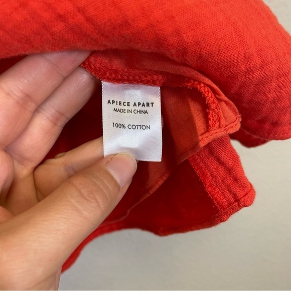 Apiece Apart Orange Off The‎ Shoulder Gauzy Smocked Crop Blouse Size 4 - Picture 5 of 8